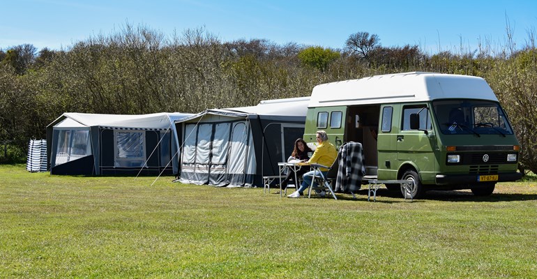 Camper van on a campsite at a campground