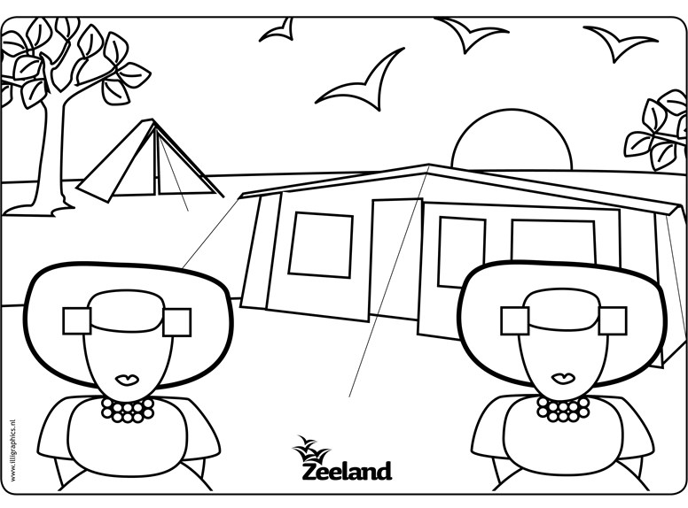 Kleurplaat camping