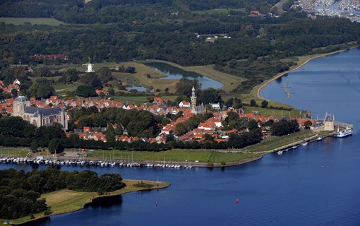 Aerial view of the city of Veere