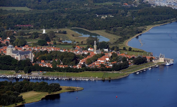Aerial view of the city of Veere