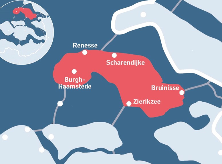 Kaart van Schouwen-Duiveland