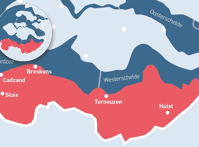 Kaart van Zeeuws-Vlaanderen