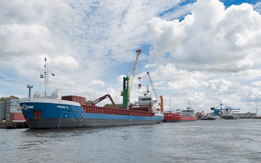 Schip bij Verbrugge Terminals in de haven van Terneuzen